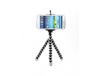 Black & White Octopus Style Portable and adjustable Tripod Stand with Cell Phone Holder  