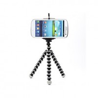 Black & White Octopus Style Portable and adjustable Tripod Stand with Cell Phone Holder  