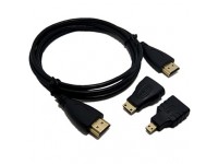 10ft 3in1 Full HD 1080P HDMI Cable to HDMI / Mini HDMI / Micro HDMI Adaptor Kit  